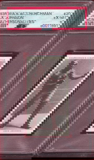 1938 WA & AC CHURCHMAN CIGARETTES Jack Johnson PSA 6 BOXING PERSONALTIES Card #20!