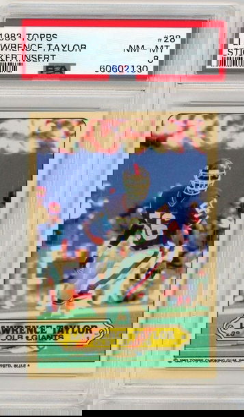 1983 Topps Lawrence Taylor Sticker Insert #28 PSA 8 P1226