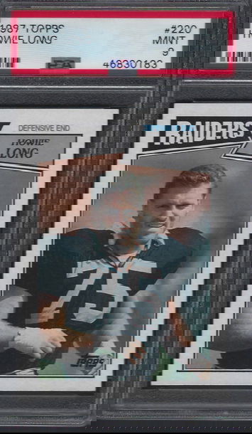 1987 TOPPS FOOTBALL CARD #220 HOWIE LONG RAIDERS DE HOF PSA 9 MINT