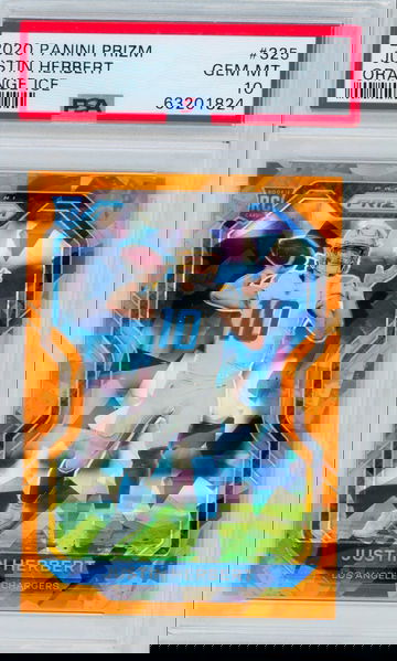2020 Panini Prizm Justin Herbert Orange Ice SP PSA 10
