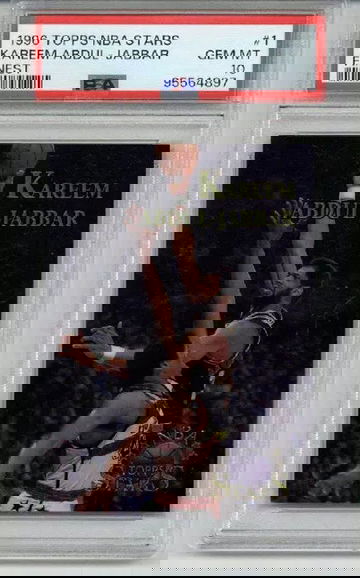 1996 TOPPS NBA STARS FINEST #1 KAREEM ABDUL JABBAR CARD LAKERS PSA 10