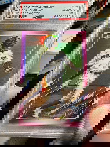 2021 Topps Chrome Jazz Chisholm #144 RC Rookie Pink Refractor PSA 10 GEM Yankees