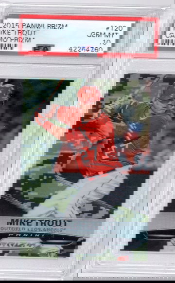 2015 PANINI PRIZM #120 MIKE TROUT CAMO LOW POP  PSA 10 GEM MINT