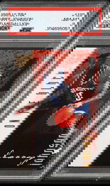 1996 Fleer Ultra Larry Johnson GOLD MEDALLION #128 (PSA 8)