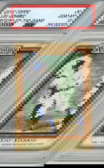 2010 TOPPS HISTORY OF THE GAME LOU GEHRIG CARD NEW YORK YANKEES PSA 10 LOW POP