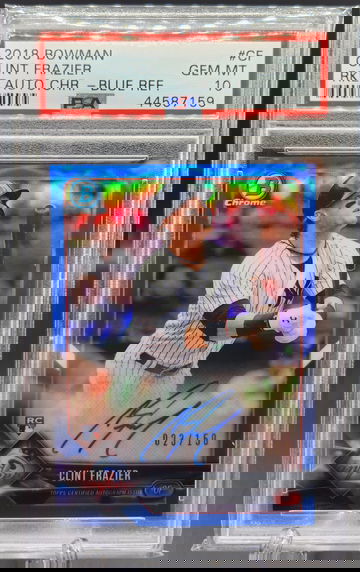 Clint sometimes Jackson Frazier 2018 Bowman Chrome Blue Refractor Auto #/150 PSA 10 Clint Frazier