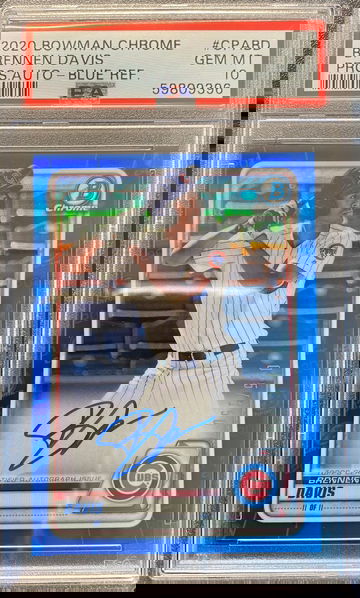 2020 Bowman Chrome Brennen Davis Blue Refractor Auto /150 PSA 10 