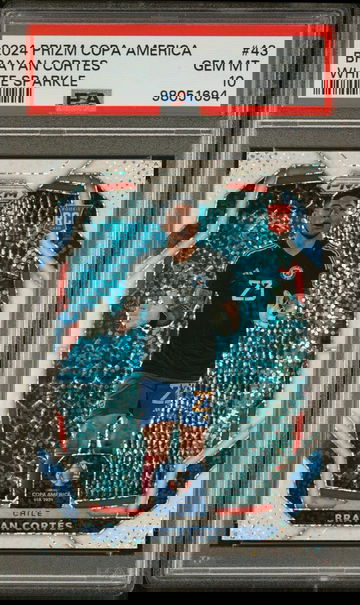 2024 Panini Prizm Conmebol Copa America White Sparkle Brayan Cortes #43 PSA 10