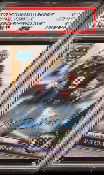 2023 Bowman Chrome University Autographs Refractors Michael Penix Jr. #141 /499 PSA 10