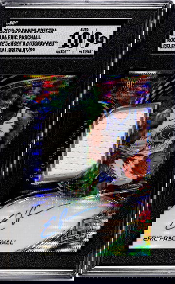 2019-20 Panini Spectra #186 Eric Paschall Rookie Jersey Auto. Celestial Prizm /99 SGC 9