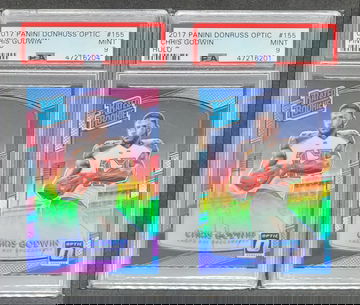 (2) 2017 OPTIC CHRIS GODWIN SP RC PINK #155 PSA 9 MINT SILVER HOLO PRIZM SP RC 