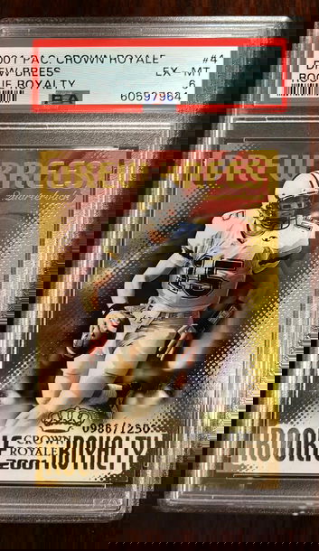 2001 Pacific Crown Royale Drew Brees Rookie Royalty #/1250 PSA 6 POP 1