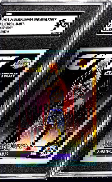 2023-24 Panini Hoops Premium Stock #15 Lebron James City Ed. Silver Prizm SGC 9