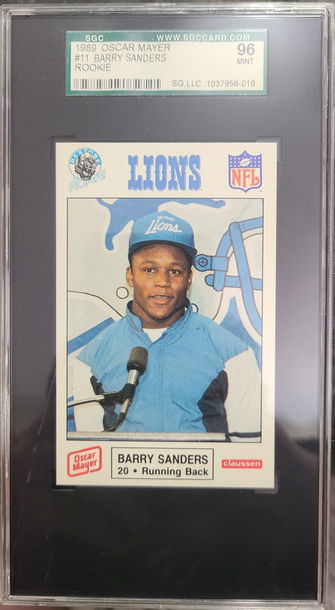 Barry Sanders 1989 Oscar Mayer Police SGC 96 MINT 9 RC Rookie Card
