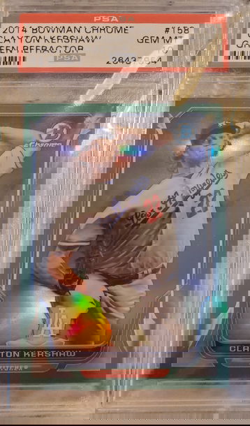 2014 Bowman Chrome Clayton Kershaw Green Refractor #/75