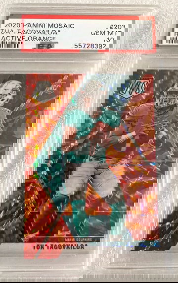 2020 Panini Mosaic Tua Tagovailoa RC #203 Reactive Orange SP PSA 10 Gem Mint