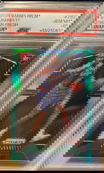 RJ Barrett 2019 Panini Prizm Green Prizm RC PSA 10