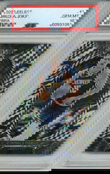 2022 PANINI SELECT ZEBRA #1 NIKOLA JOKIC CARD DENVER NUGGETS PSA 10 LOW POP