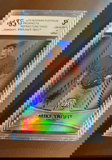 2010 Bowman Platinum Mike Trout /999 thick stock BCCG 9