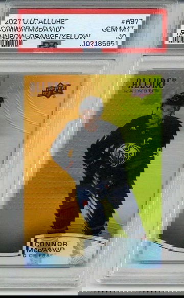 2021 UPPER DECK ALLURE RAINBOW ORANGE YELLOW #R97 CONNOR MCDAVID OILERS PSA 10
