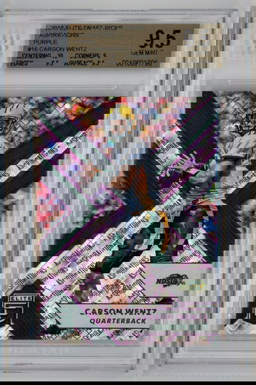 2018 Elite Draft Picks Aspirations Purple /99  Carson Wentz BGS 9.5