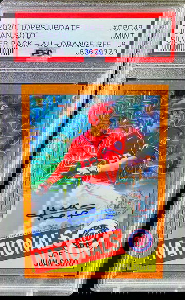 2020 Juan Soto Orange Refractor Auto /25 PSA 9 Silver Pack