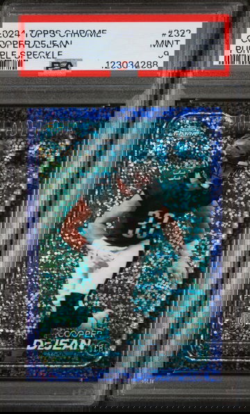 2024 Topps Chrome Purple Speckle Cooper Dejean #232 /149 PSA 9