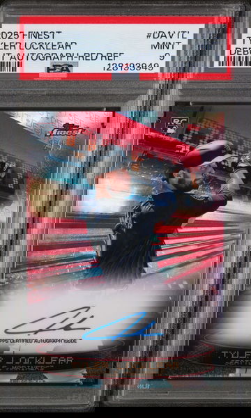 2025 Topps Finest Debut Autographs Red Refractor Tyler Locklear #DAVTL /5 PSA 9