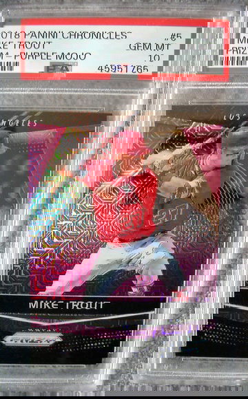Mike Trout 2018 Chronicles Prizm #5 Purple Mojo /99 PSA 10