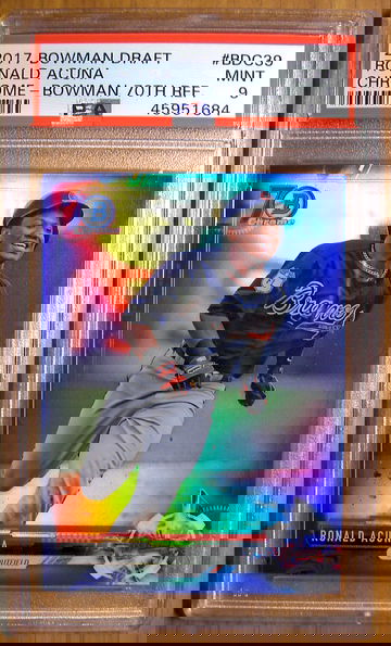 Ronald Acuna 2017 Bowman Draft Chrome #BDC39 70th Refractor /200 PSA 9
