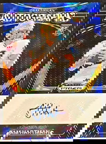 2024 Prizm Draft Picks Sam Hartman Auto Blue Ice /75