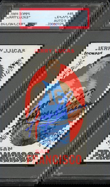 1969 Topps Jerry Lucas Rookie Card Signed PSA/DNA PSA 6 Auto 9 - NBA Top 75