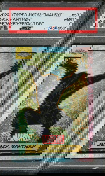 2024 Topps Chrome Marvel Spider Web Refractor Black Panther #53 /399 PSA 9