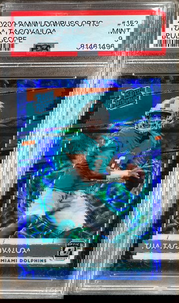 2020 Panini Donruss Optic Tua Tagovailoa Blue Scope Prizm Rookie RC #152 PSA 9