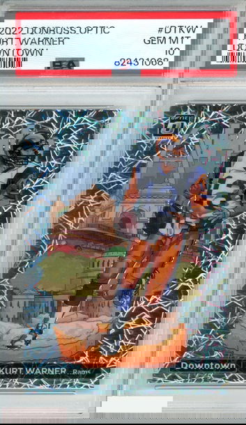 2022 PANINI DONRUSS OPTIC DOWNTOWN KURT WARNER #DTKW RAMS HOF PSA 10 GEM MT