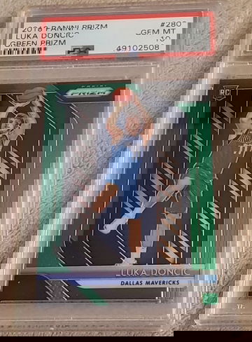 2018-19 luka doncic prizm green rc psa 10