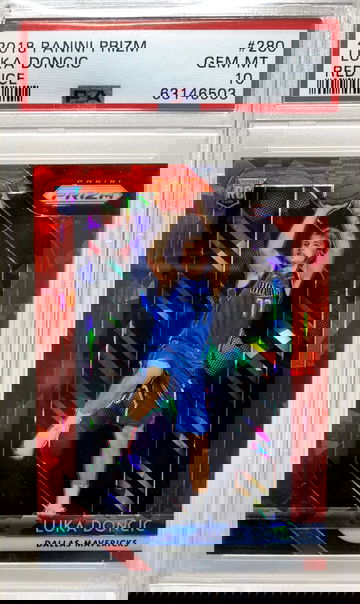 2018 Prizm Red Ice Luka Doncic PSA 10 Rookie #280 Dallas Mavericks