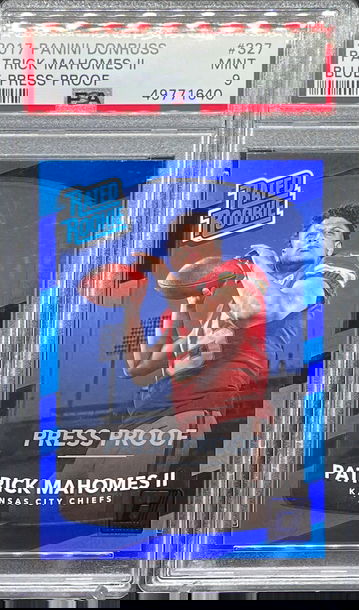 2017 Donruss Patrick Mahomes Blue Press Proof PSA 9