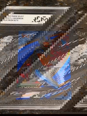 2019 TJ Hockenson Select Field Level BLUE PRIZM #/75 (SGC 9.5)