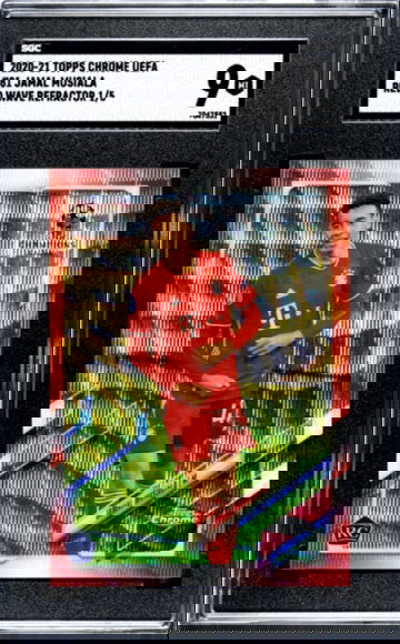 2020-21 Topps Chrome UEFA Champions League Jamal Musiala Red Wave Refractor SGC 9 1/5