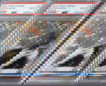 2019 Topps Chrome RC Lot (2) Keston Hiura PSA 10 Update #38