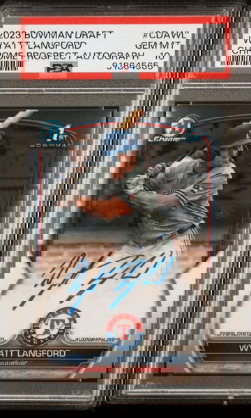 2023 Bowman Draft- Wyatt Langford- Chrome Prospect Autograph- PSA 10