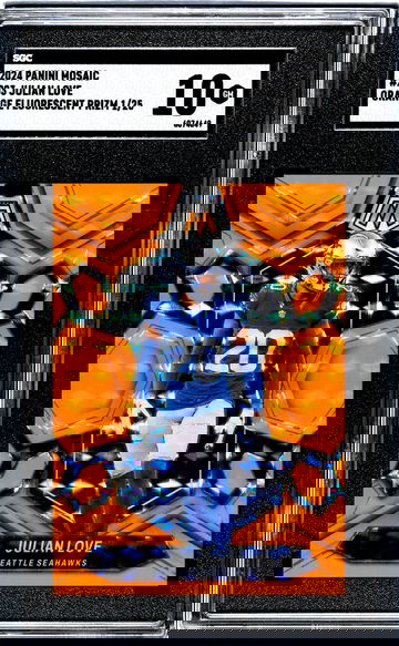 2024 Panini Mosaic Orange Fluorescent Prizm Julian Love #203 1/25 SGC 10