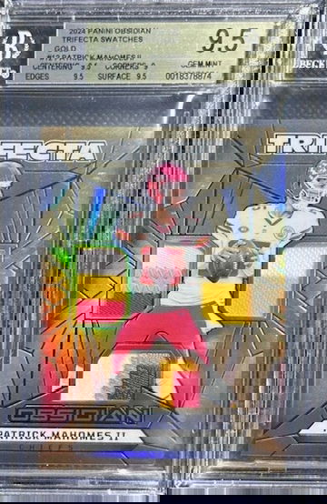 2024 Panini Obsidian Patrick Mahomes II Gold /10 Trifecta Patch #TS-PMS BGS 9.5