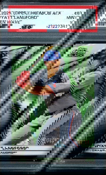 2025 Topps Chrome Black #83 Wyatt Langford Green Wave Refractor #/99 PSA 9 POP 1