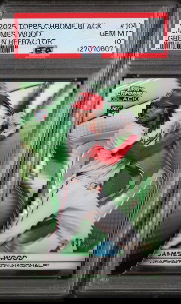 2025 Topps Chrome Black Green Refractor James Wood #104 /99 PSA 10