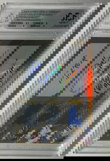 2008 Topps Triple Threads GOLD /3 Tom Brady Peyton Manning Tomlinson BGS 8.5/10 Auto