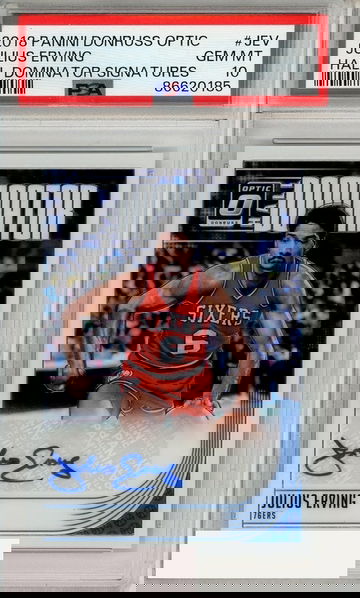 2018 PANINI DONRUSS OPTIC HALL DOMINATOR SIGNATURES JULIUS ERVING #JEV PSA 10