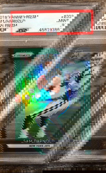 Sam Darnold - 2018 Panini Prizm - GREEN PRIZM - Rookie Card - #203 - PSA 9 Mint