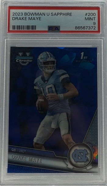 2023 Bowman University Sapphire Drake Maye PSA 9